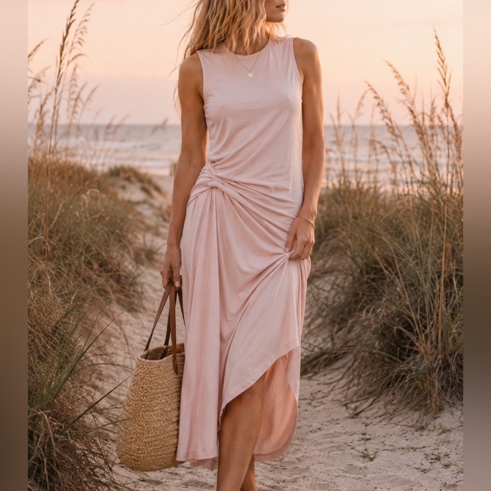 New All Saints Rivi Blush Pink Dress Beach Coastal Island Twist Size 2